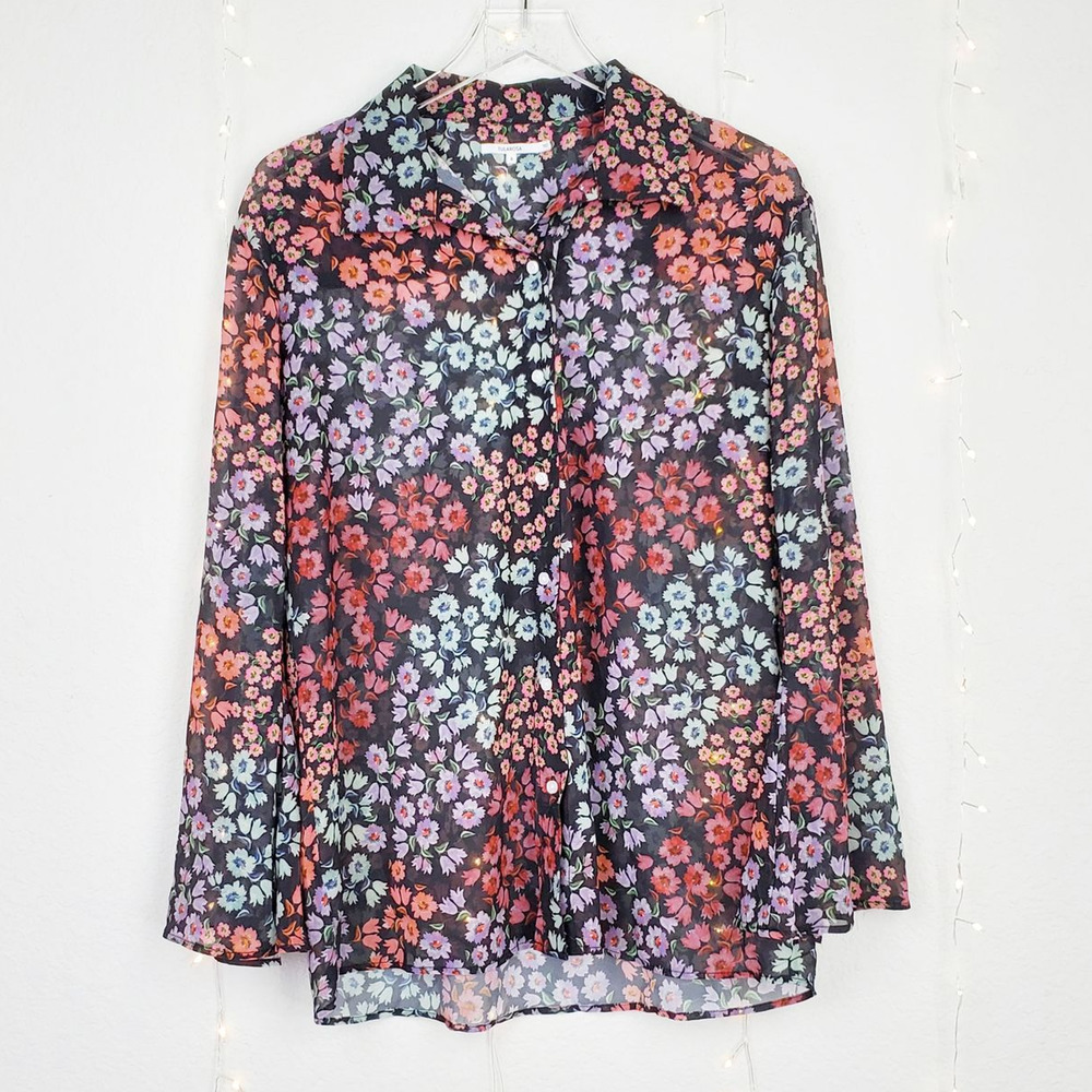 Tularosa Floral Sheer Button Front Blouse Sz Small